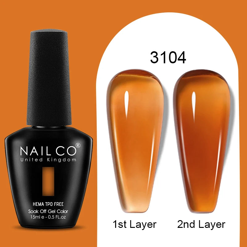 Nailco Jelly Gel Nail Polish Transparent Varnishes 44 Colors Red Pink Qme 3104