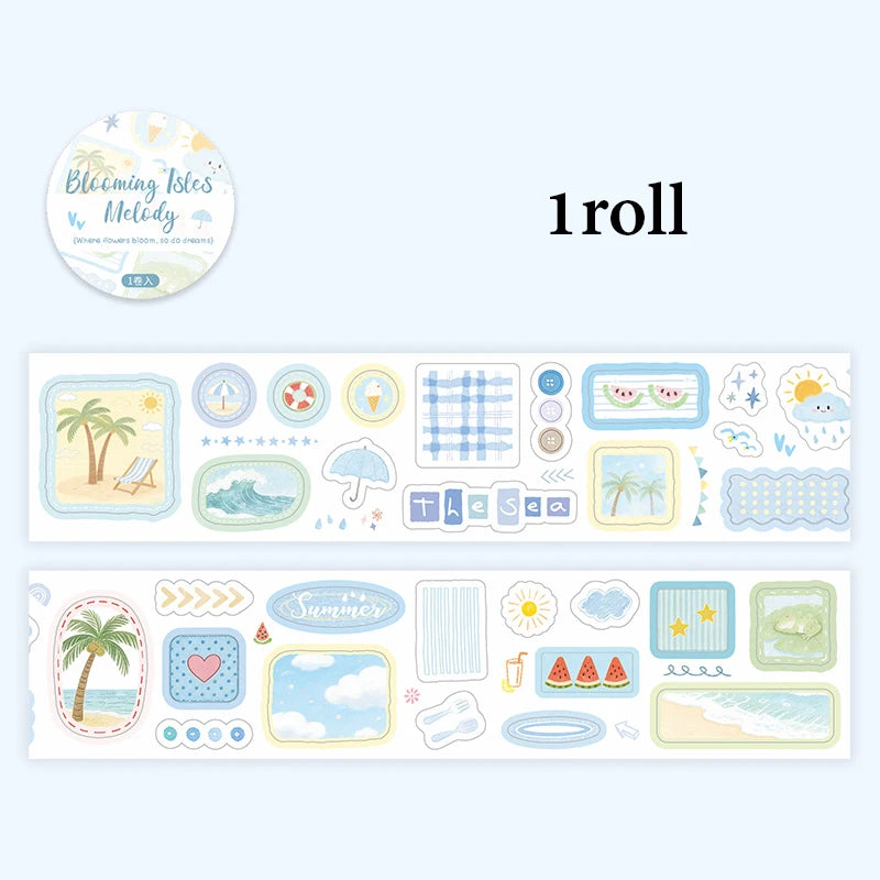 Fresh & Healing Washi Tape, High-Value Stationery & Unique Gift, Ideal for Journal Borders & Background Decor Qme C