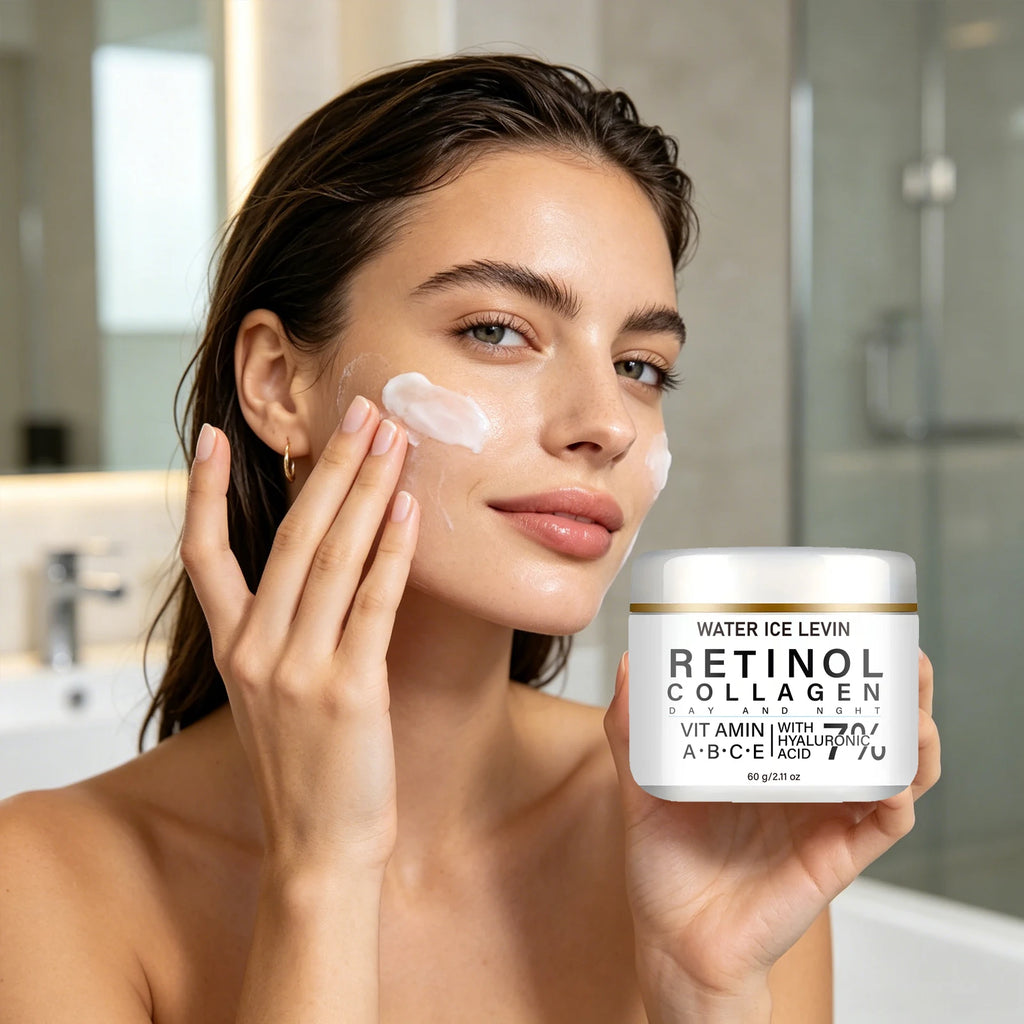 Retinol Collagen Day Night Face Cream with Hyaluronic Acid & Multi Vitamins, Moisturizing Firming Daily Skin Care Lotion Qme