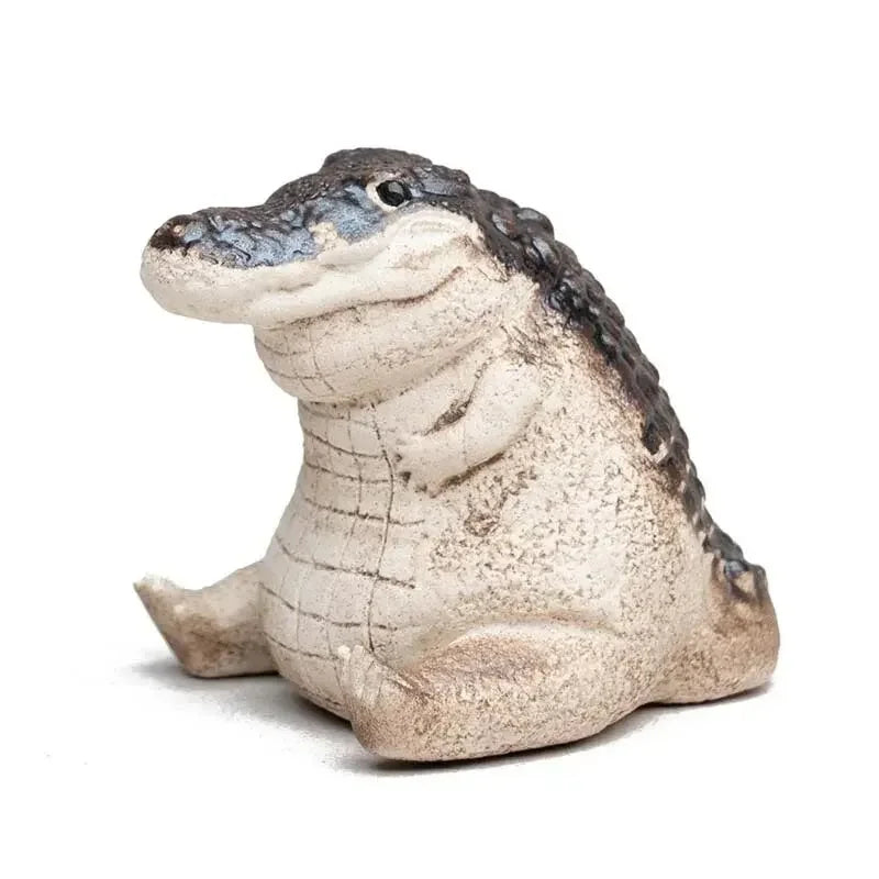 Mini Crocodile Tea Pet Teapot Ornaments Handmade Ceremony Play Room Qme 1pc Sitting posture