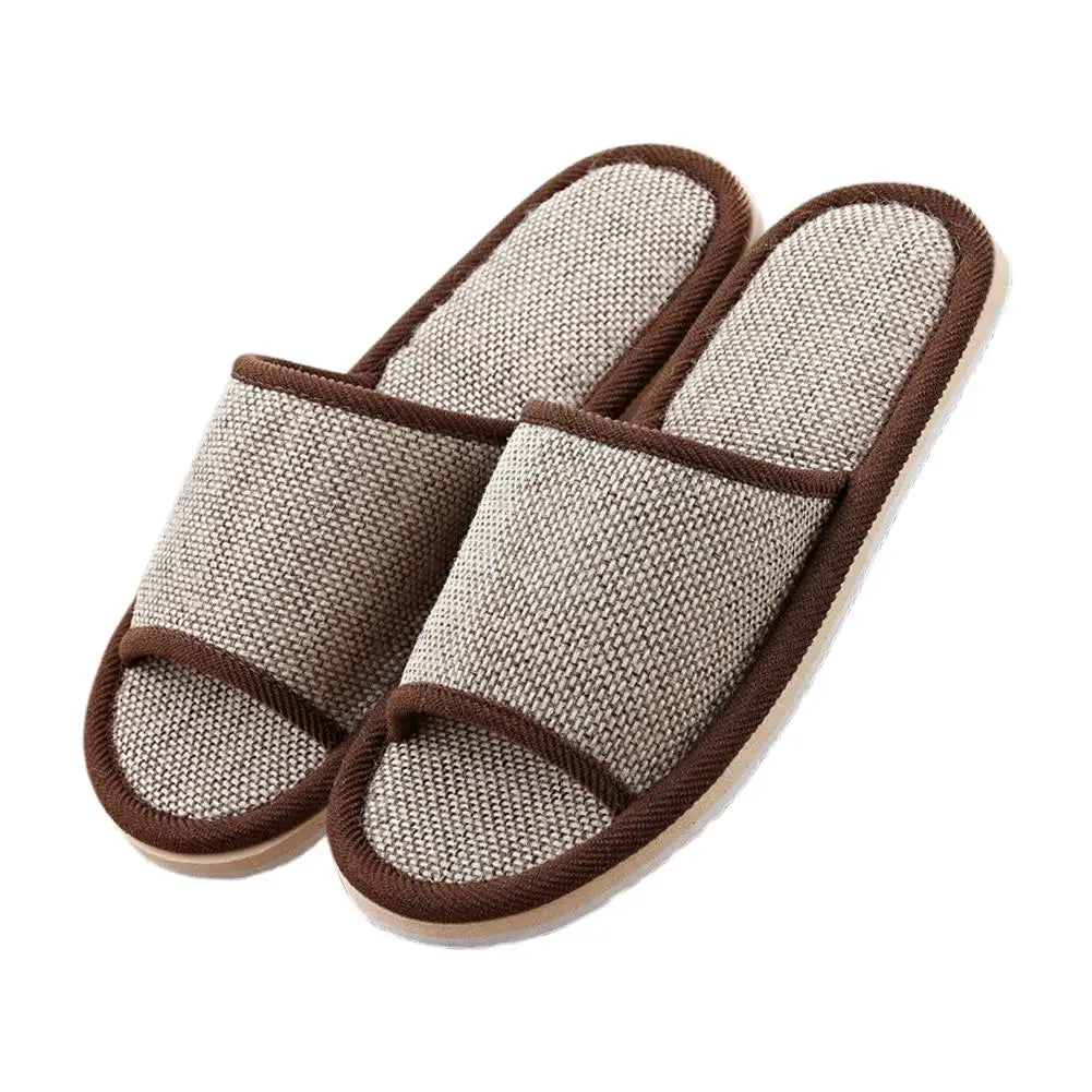 Women Indoor Slippers Non-Slip Flat Shoes Men Summer Flip Flops Home Slippers Female Comfortable New Unisex Slippers Qme 37-38 Dark Coffee