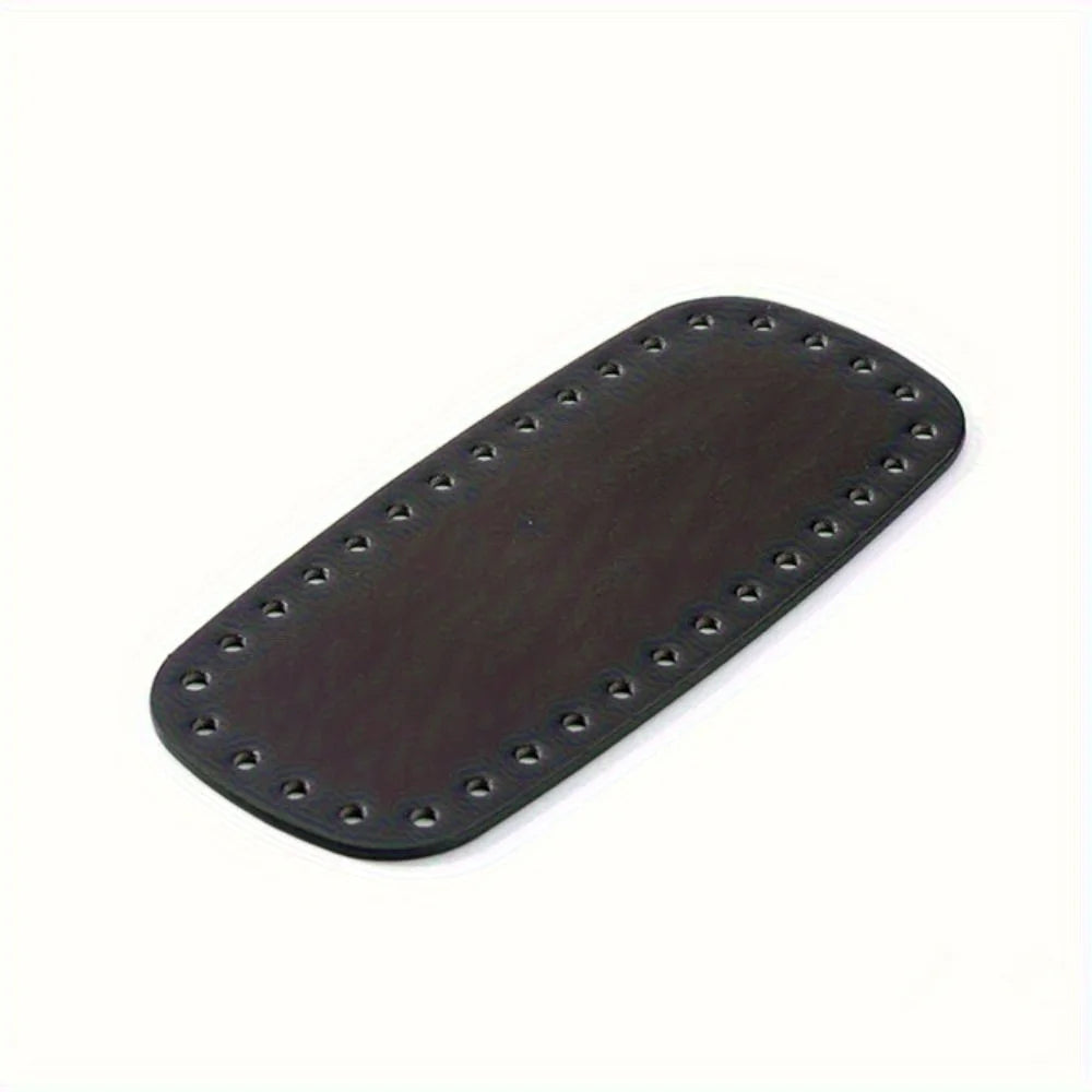 DIY PU Leather Bag Bottoms - Oval/Rectangle Crochet Bag Base with Holes, Used for DIY Crochet Bag Shoulder Bag Wallet Making Qme Black 2pcs