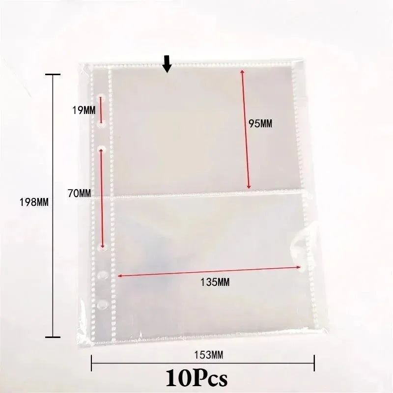 10sheets A5 Loose-leaf PP Transparent Pull-in Inner Page 6 Holes File Qme 6holes 2grids10pcs B