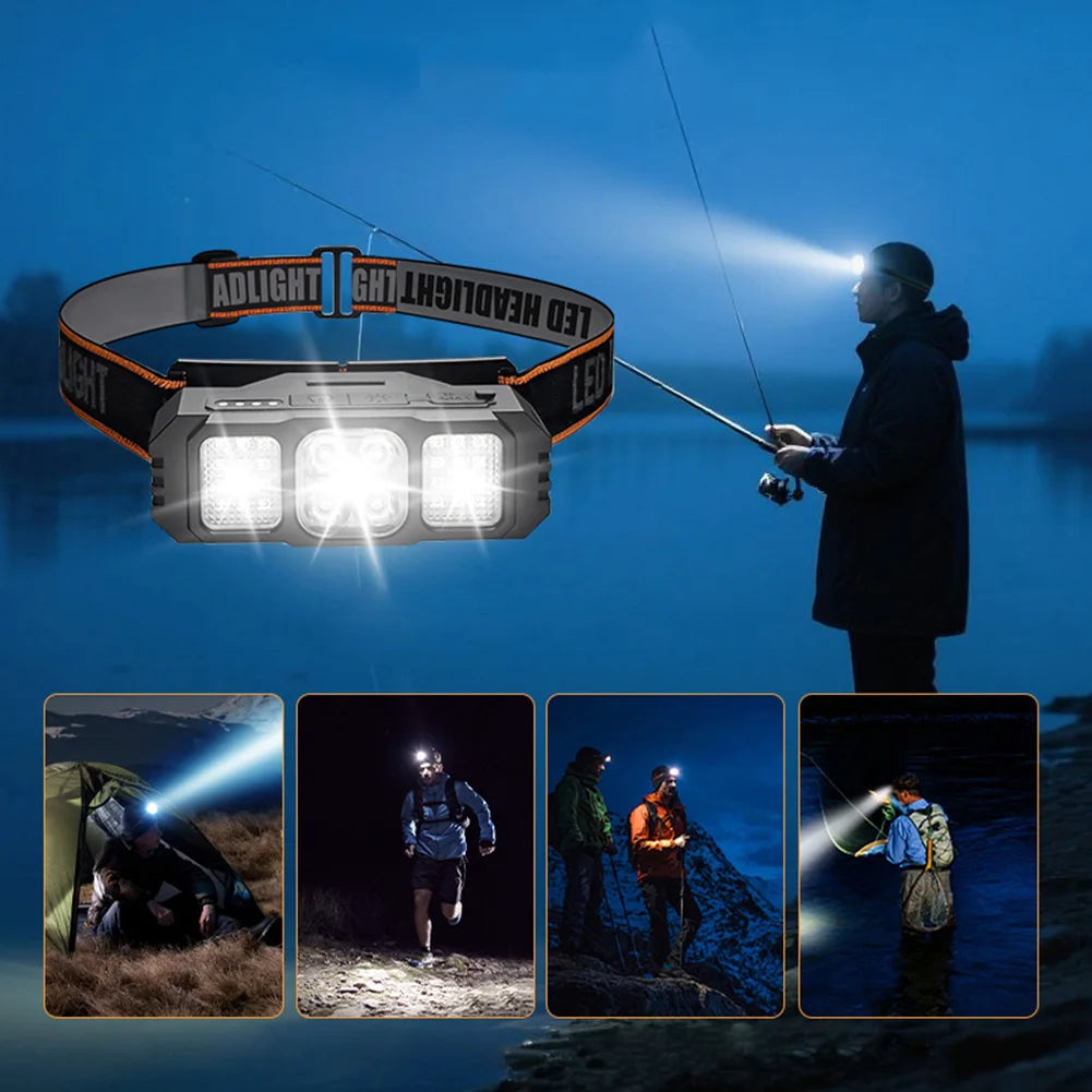 LED Headlamp Rechargeable Flashlight Waterproof Head Lamp for Outdoor Hunting Hiking Camping Gear Qme