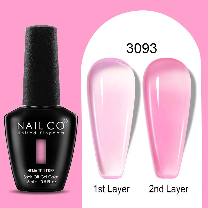 Nailco Jelly Gel Nail Polish Transparent Varnishes 44 Colors Red Pink Qme