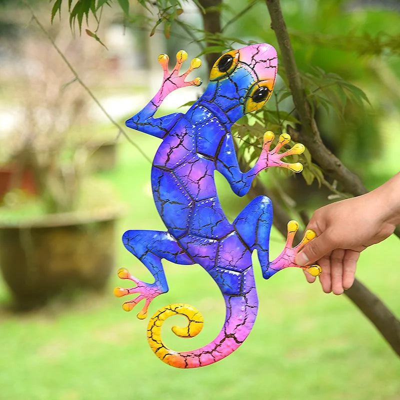Metal Gecko Yard Garden Decoration for Outdoor Statues Home-garden Wall Decor Miniature Accessories Sculpture Lizard Ornaments Qme