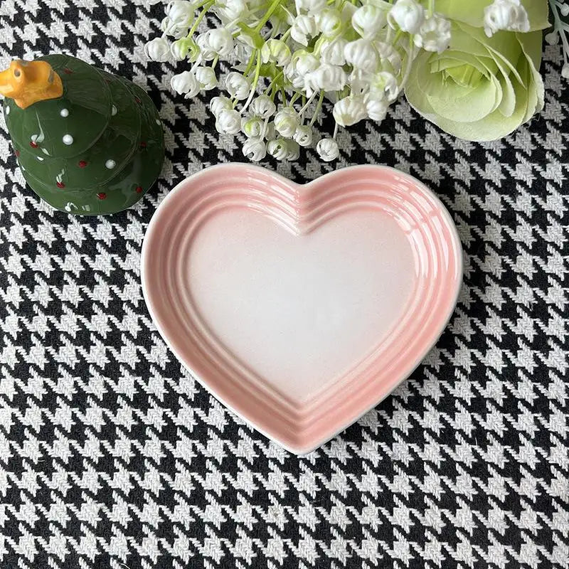 Small Cats Dogs Ceramic Cat Bowl Extra Heart-shaped Wide Anti Qme Pink
