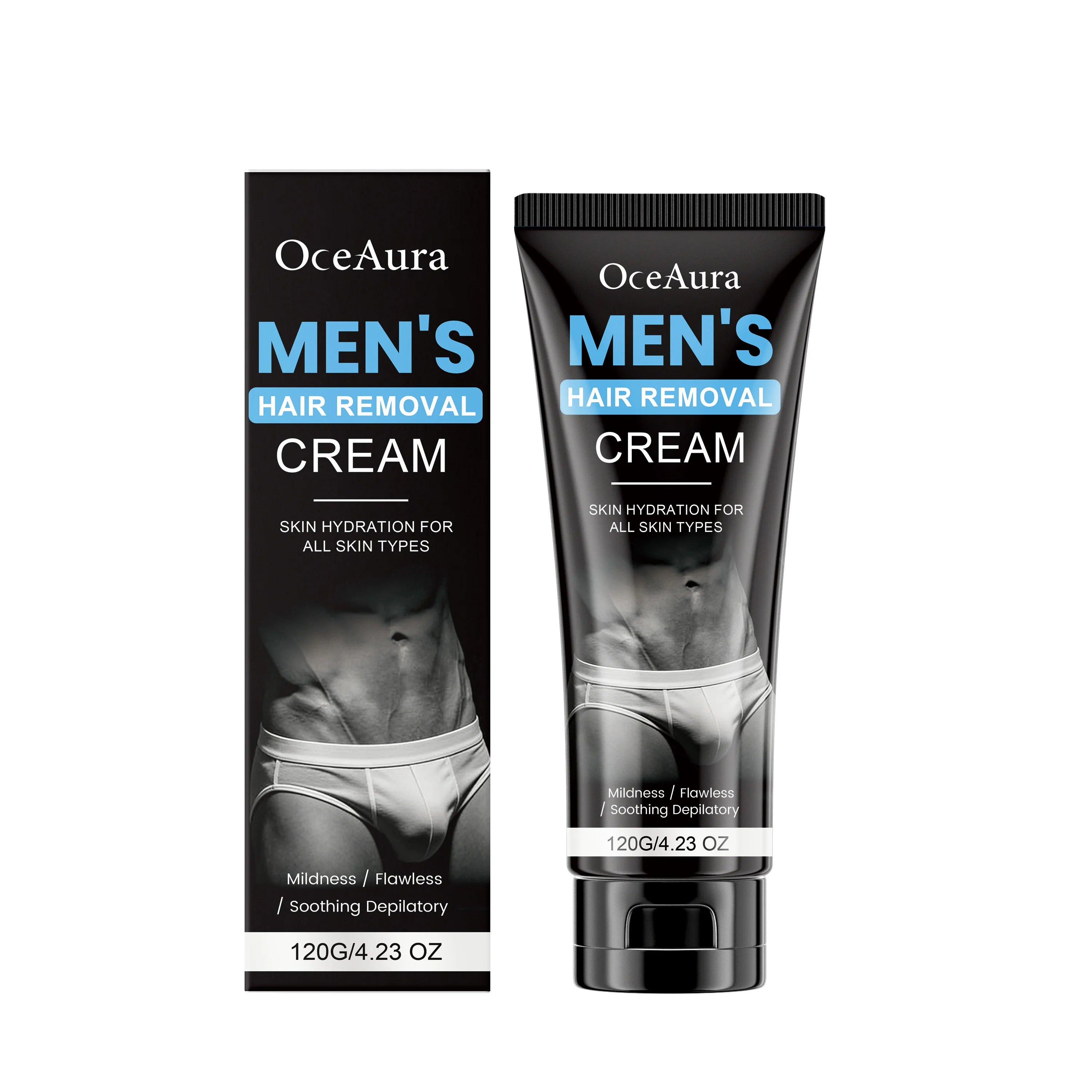Hair Removal Cream for Men Painless Gentle Depilatory Cream Effective Body Hair Remover for Chest Arms Legs Smoothing Skin Qme 120g Boxed