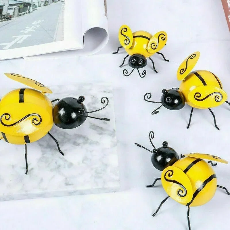 4PCS Decorative Metal Art Bumble Bee Backyard Garden Accents Wall Ornament Patio Decoration Outdoor Decor Garden Statues 2023 Qme