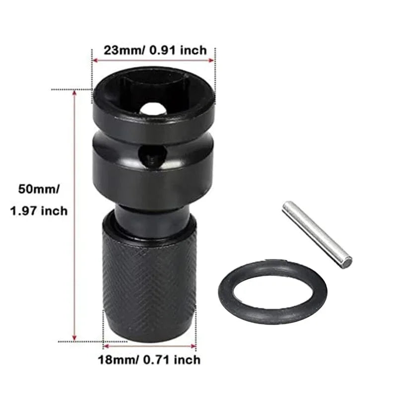 Impact Wrench Drill Adapter 1 2 4 Hex Converter Socket Extension Bit Qme Black