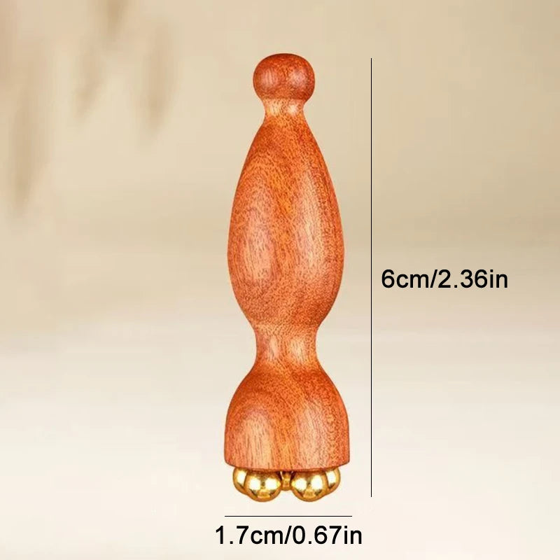 Professional Lotus Seedpod Gua Sha Tool Brass Rosewood Facial Massage Qme