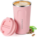 Stainless Steel Travel Coffee Mug Leak Proof Thermal Cup Vacuum Qme Pink 510ml