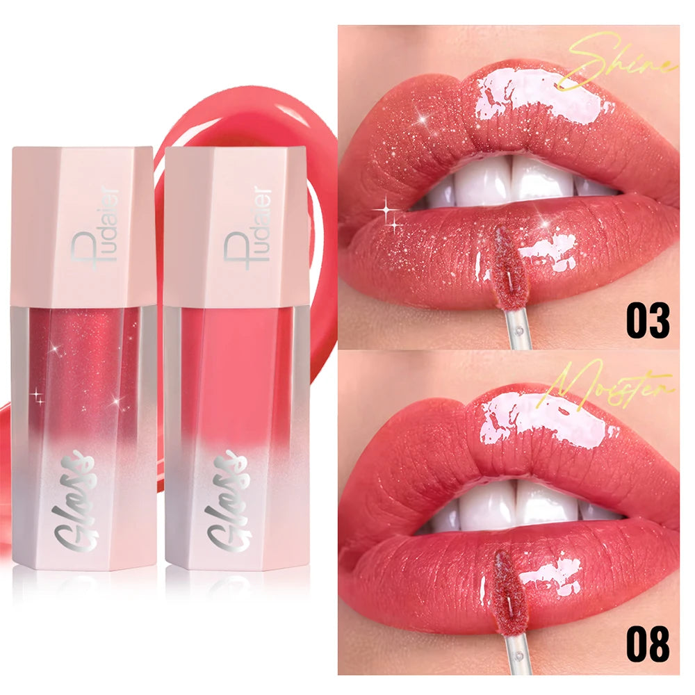 Shimmer Lip Gloss Hydrating Plumping Glass Finish Non-sticky Long Qme