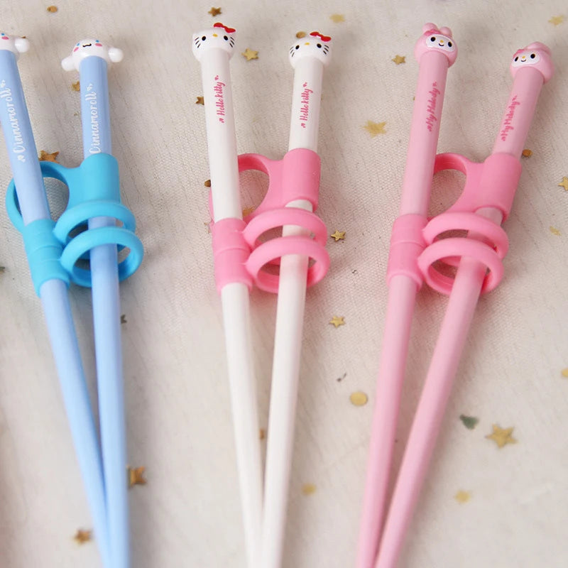 Hello Kitty Kuromi Finger-Loop Practice Chopsticks Food-Grade, Cute, and Stylish Chopsticks Qme