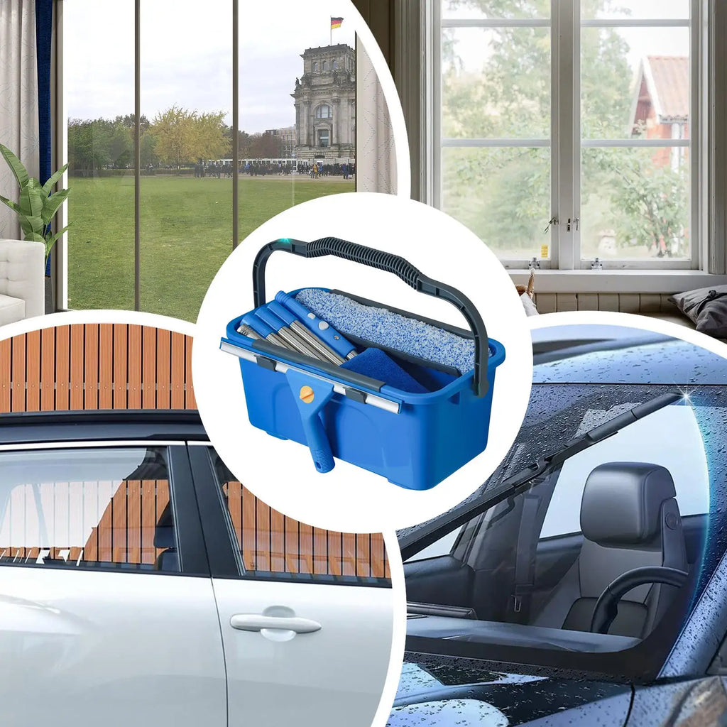 Window Washer Kit Heavy Duty Adjustable Equipment Window Cleaner Tools With Bucket For Car Windshield Tile Glass Patio Door Qme