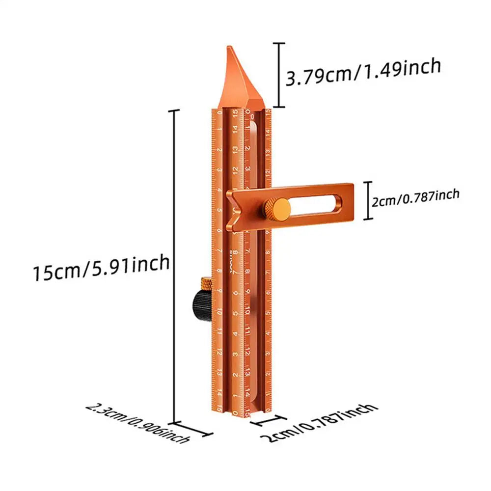Carpenter Ruler 4-Sided Magnetic Base Gauge Metal Precision Carpentry Qme China Mainland as shown