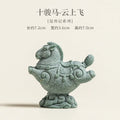 Flying Horse Brings Good Luck Green Sandstone Tea Pet Figurine Wealth Qme light green