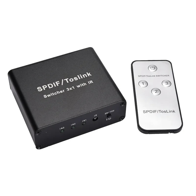 3 In 1 Out Switcher Support Lpcm2.0/Dts/Dolby Ac3 Audio Format 3X1 Switcher with Remote Control for Toslink Signal Receiving Qme