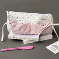 Cute Polka Dot Bow Pencil Case White Pink Accessories Large Capacity Qme A2
