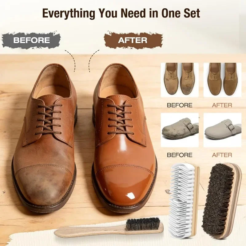 Shoe Cleaning Brush Suede Eraser Premium Horsehair Polish Long Qme