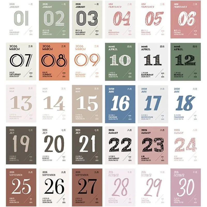 2026 Mini Desk Calendar Small Tear-off Office Student Planner Qme