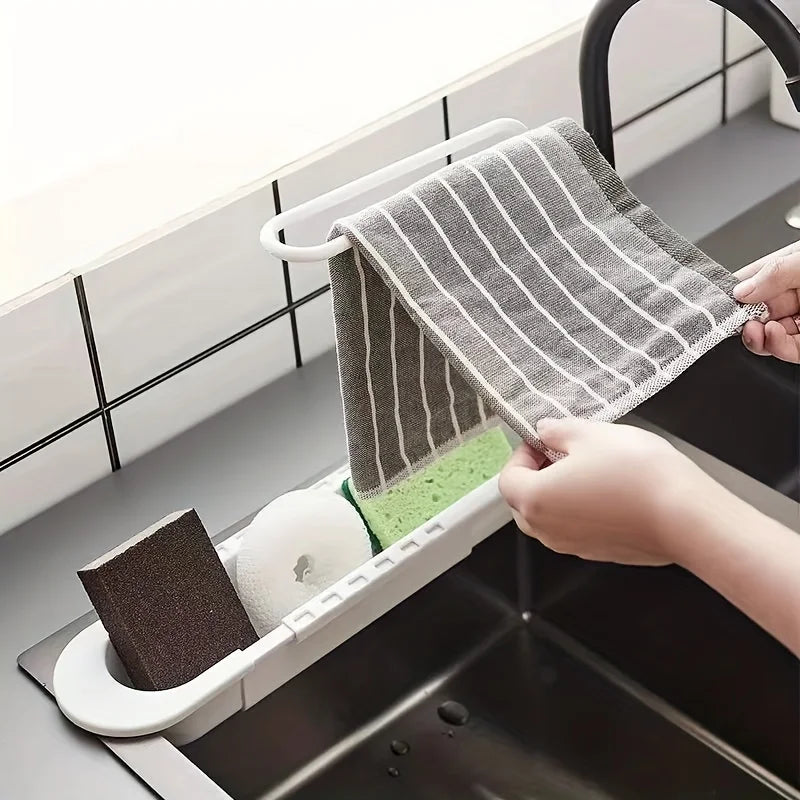 1 Adjustable Kitchen Sink Dish Drainer Basket Qme