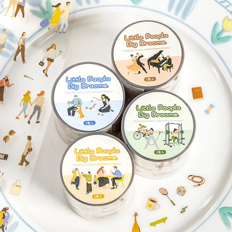 Daily Life Character Scene PET Tape, Minimalist Healing Multi-element Decor for Journals and Diaries, Perfect for DIY Creators Qme