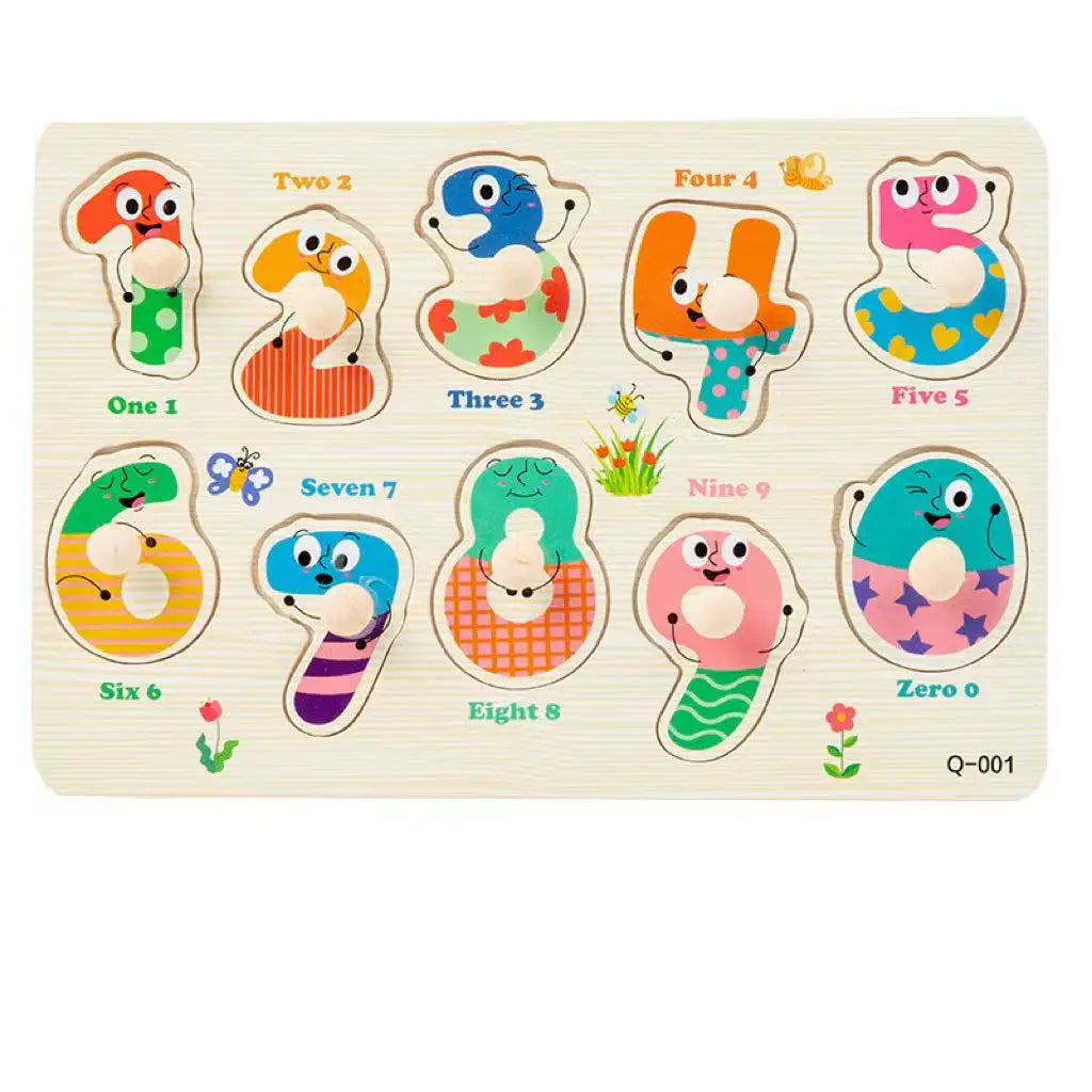 Baby Cognitive Puzzle Handheld Board Number Animal Fruit Shape Early Qme Digital cartoon/卡通