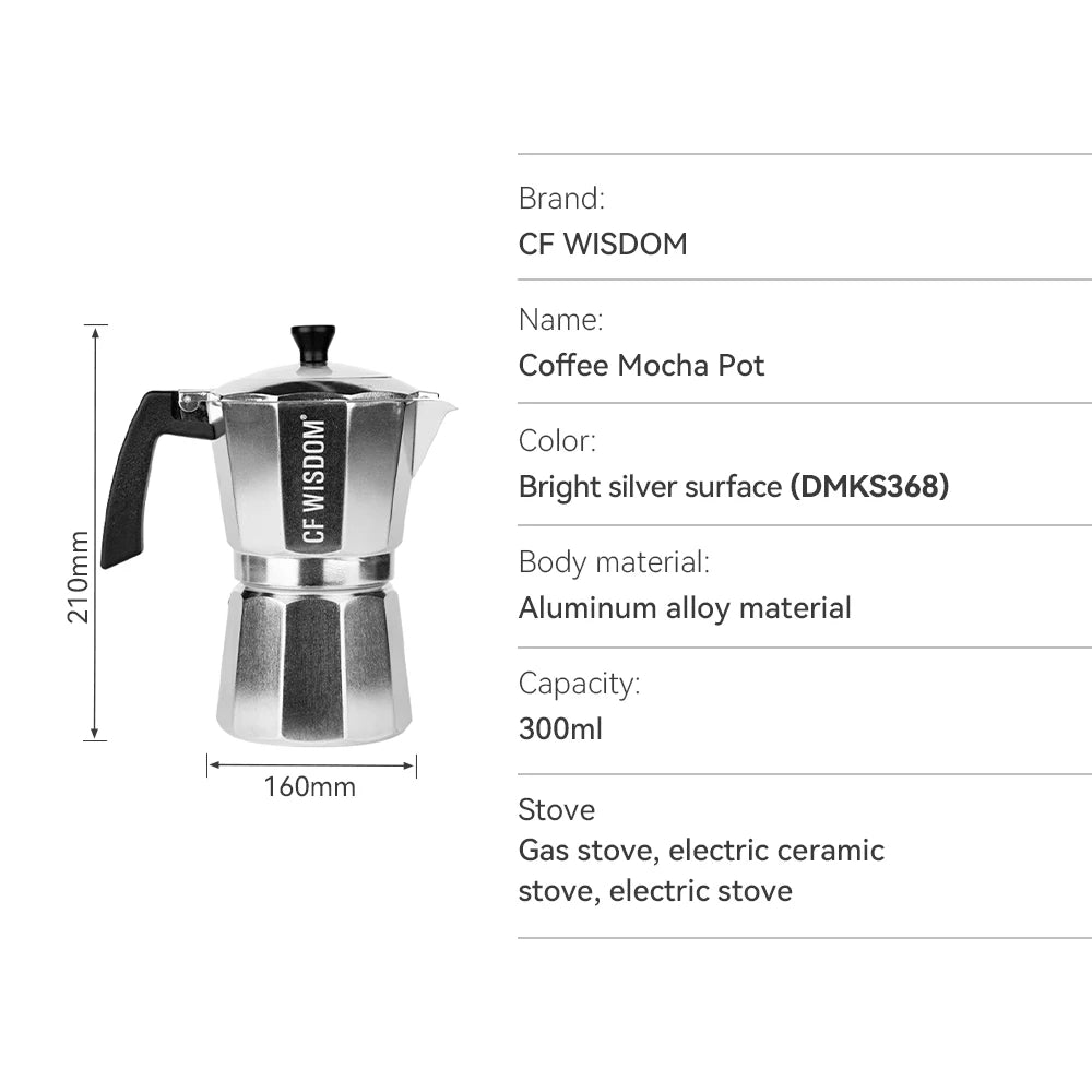 Classic Espresso Maker Home Use Premium Moka Pot Brewer Durable Qme DMKS368