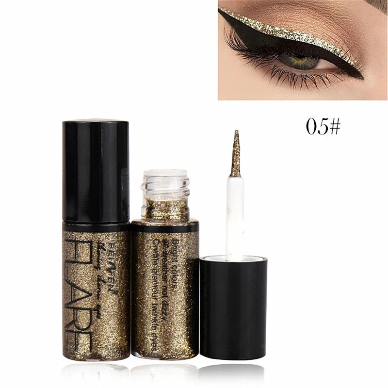 New Professional Shiny Eye Liners Cosmetics for Women Pigment Silver Rose Gold Color Liquid Glitter Eyeliner Cheap Makeup Qme 05
