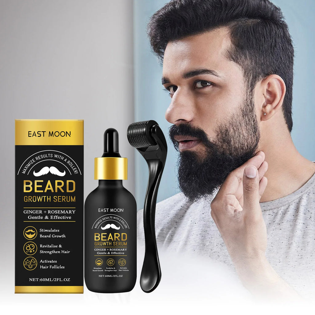 Beard Thickening Care Oil with Roller Ball 0.25mm Strengthen Hair Roots Nourishing Soften Beard Oil for Men Grooming Beard Care Qme