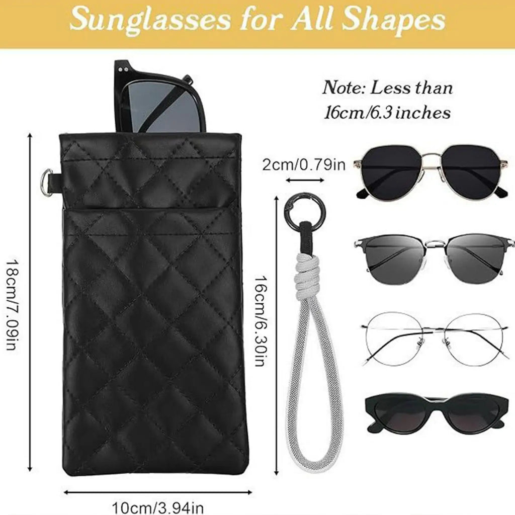 Double Eyeglasses Case 2 Eyewear Holder Compartment Bag Glasses Qme
