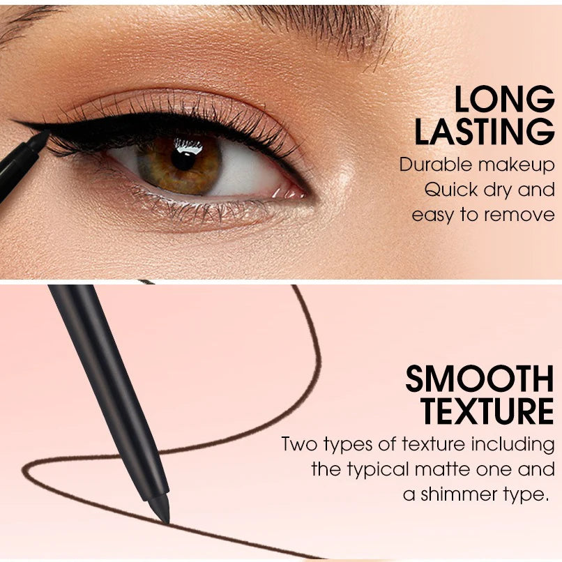Matte Glitter Gel Eyeliner Pencil Smooth Waterproof Blue Brown Eyeliner Fast Dry Matte Concealer Pen Long Lasting Eyes Makeup Qme