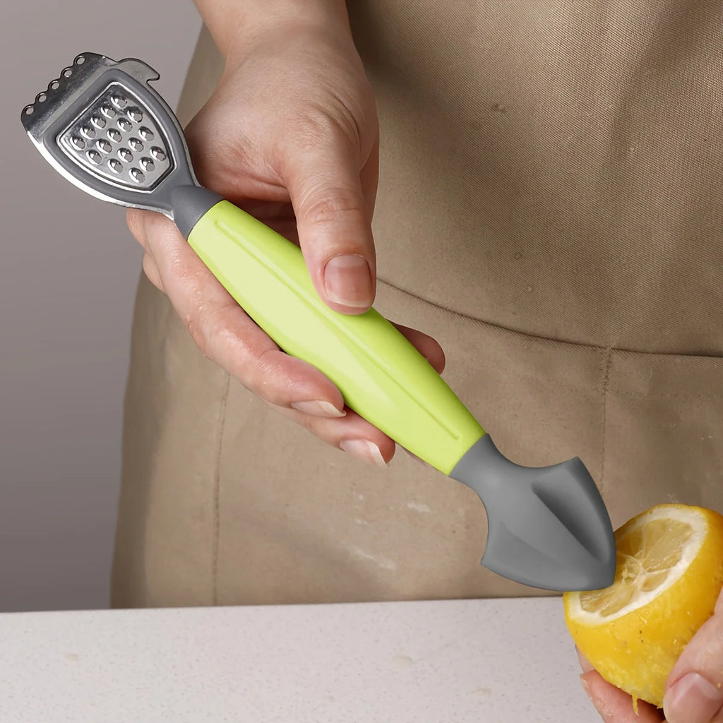 1pc Multifunctional Lemon Zester & Juicer with Built-In Grater, Stainless Steel Blade for Easy Citrus Juicing and Grating Qme