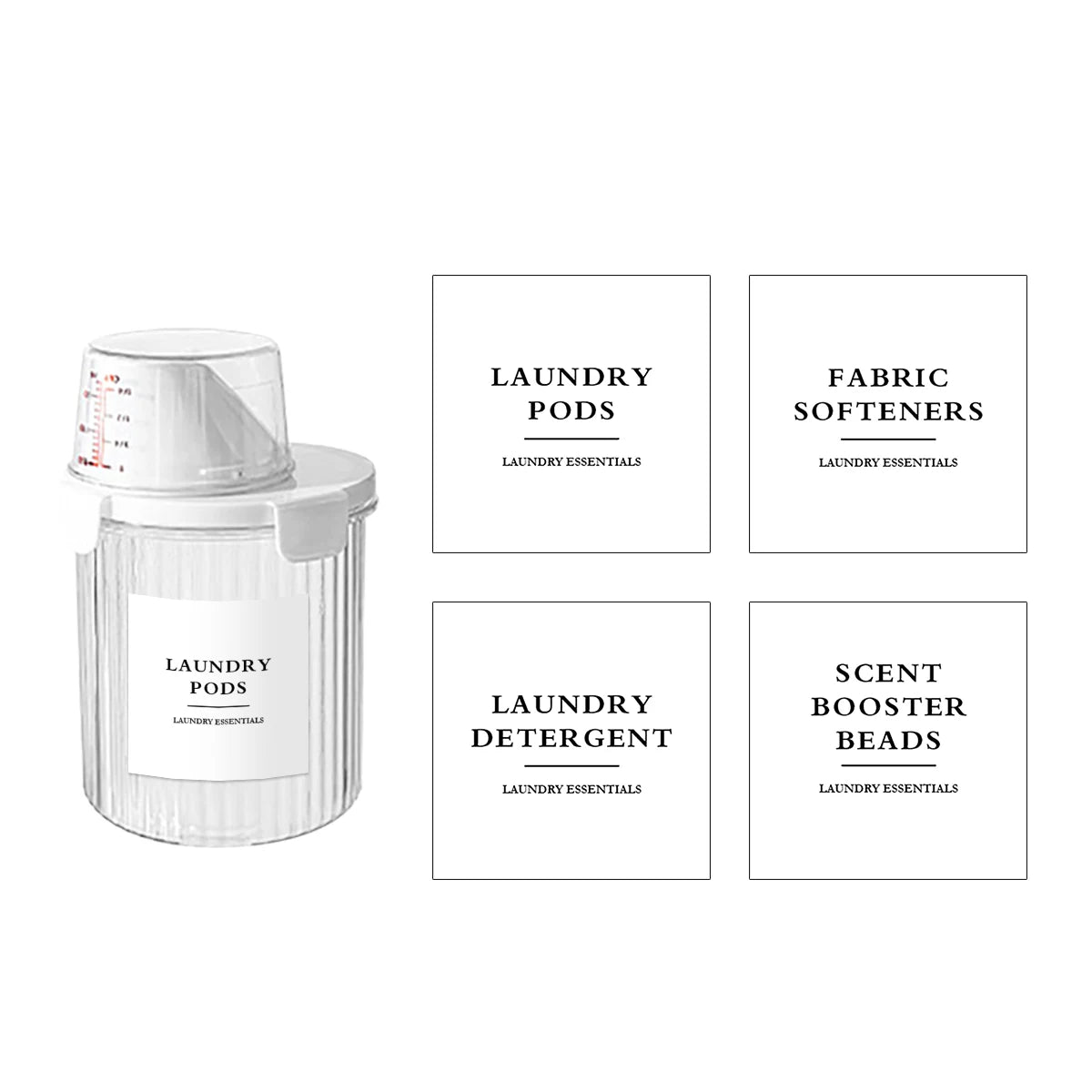 Laundry Detergent Dispenser Bottles with Labels, Empty Refillable Laundry Soap Container, Ideal for Powder, Softener, Detergent, Qme 800ml