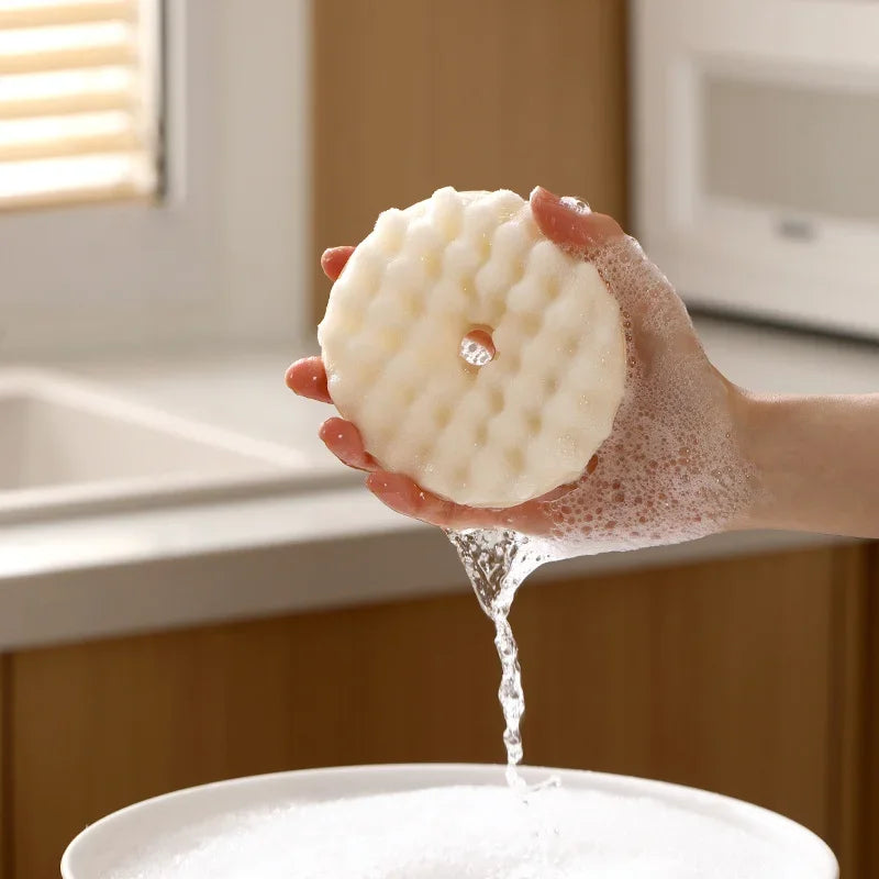 3D Honeycomb Dishwashing Sponge Set - Polyurethane Double-Sided Scouring Pads for Kitchen Cleaning with Suction Cup - 1 Set Qme