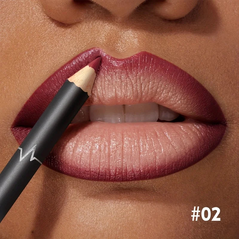 Waterproof Matte Lipliner Pencil Red Contour Tint Lipstick Long Qme 02