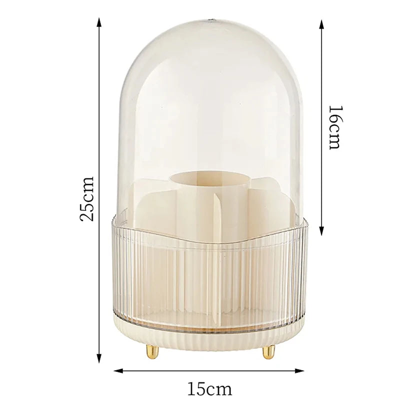 Cosmetics Storage Bucket Grid Lid Transparent Simple Light Makeup Qme With cover White