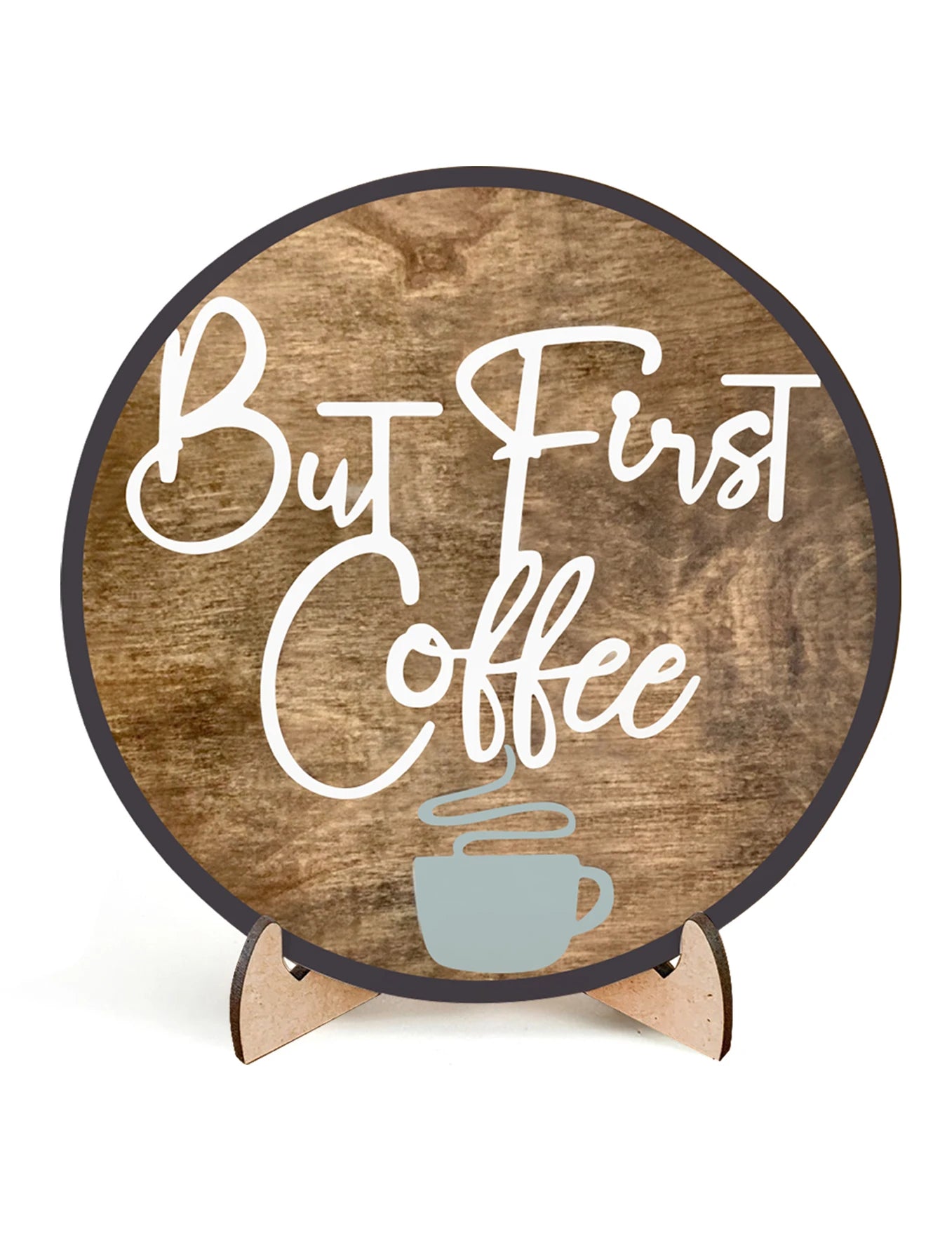 1pc Coffee Wooden Sign Desk Decor, Funny Coffee Cup Wood Block Plaque Sign Desk Decorations For Kitchen Office Cafe Coffee Bar Qme