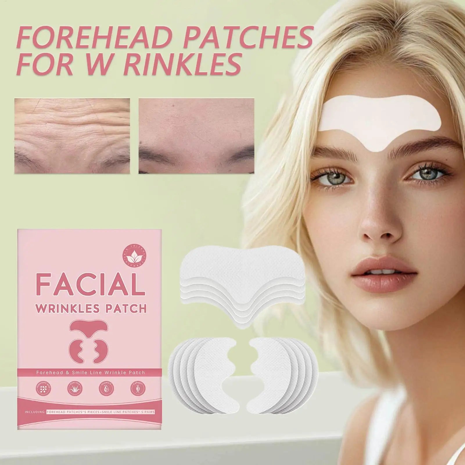 5pcs Forehead Patches 5pcs Smile Line Patches Face Lifting Firming Sticker Wrinkle Removal Patch Anti-Wrinkle Lift Up Tape Qme