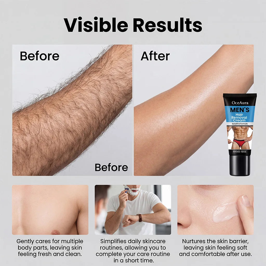 Men’s Hair Removal Cream Gentle Painless Depilatory Cream Effective Hair Remover for Body Legs Armpit Quickly Smoothing Skin Qme