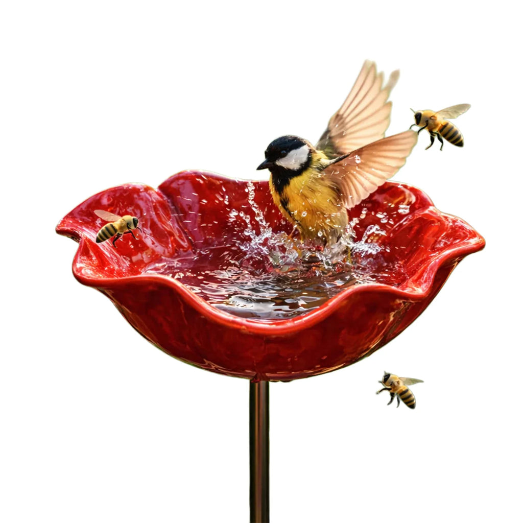 Bee Watering Station Metal Bee Water Feeder Multi-function Butterfly Bath Bowl Standing Bee Feeder For Garden Yard Decor Qme