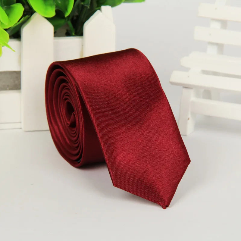 Men Tie Silk Polyester Necktie Classic Formal Solid Plain Pink Black Qme st-5