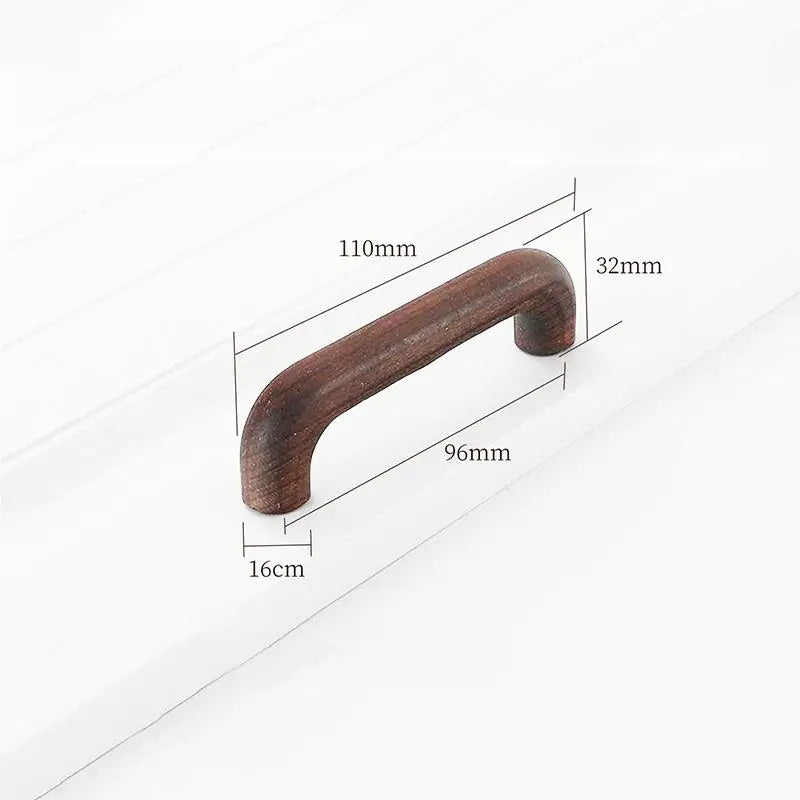 Natural Wood Color Cabinet Doors Solid Wood Handles Beech & Black Walnut Drawer Wooden Door Handles For Kitchen Bathroom Qme A2
