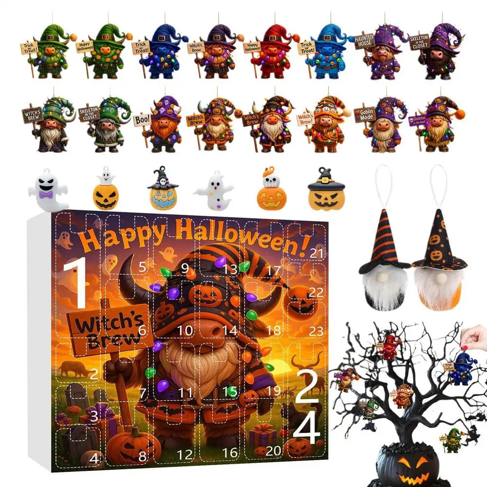 Gnome Countdown Calendar 24-Day Ornament Halloween Collectible 2D Qme B China Mainland 28x32x4cm