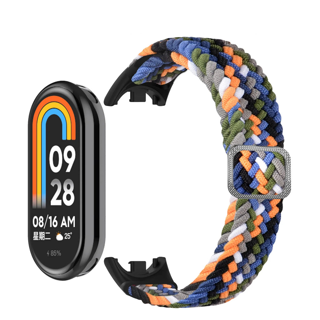 Elastic Nylon Adjustable Watchband for Xiaomi Mi Band 8 / NFC Replacement Bracelet Men Women Sport Strap Qme