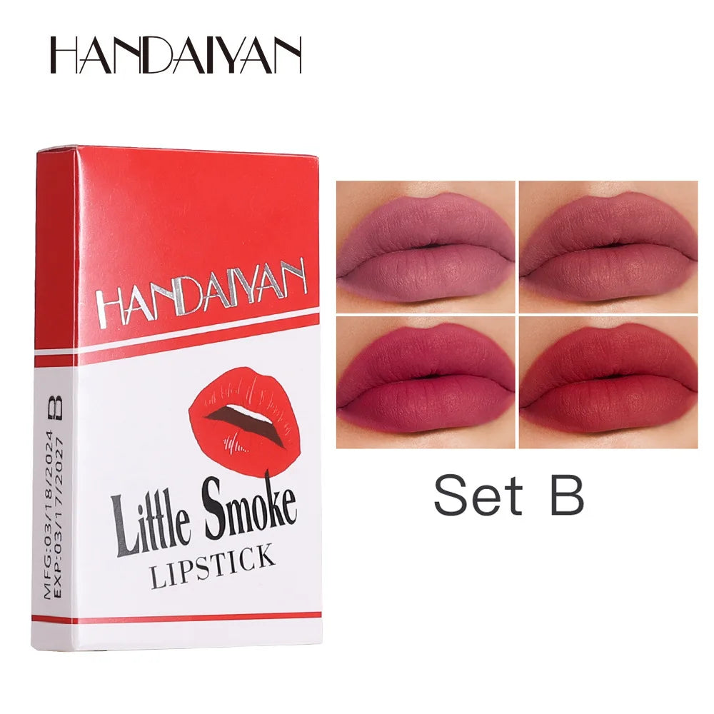 Creative Cigarette Lipstick Set 4 Colors Matte Long Lasting Waterproof Matt Lip Stick Tube Nude Red Lips Makeup Qme B