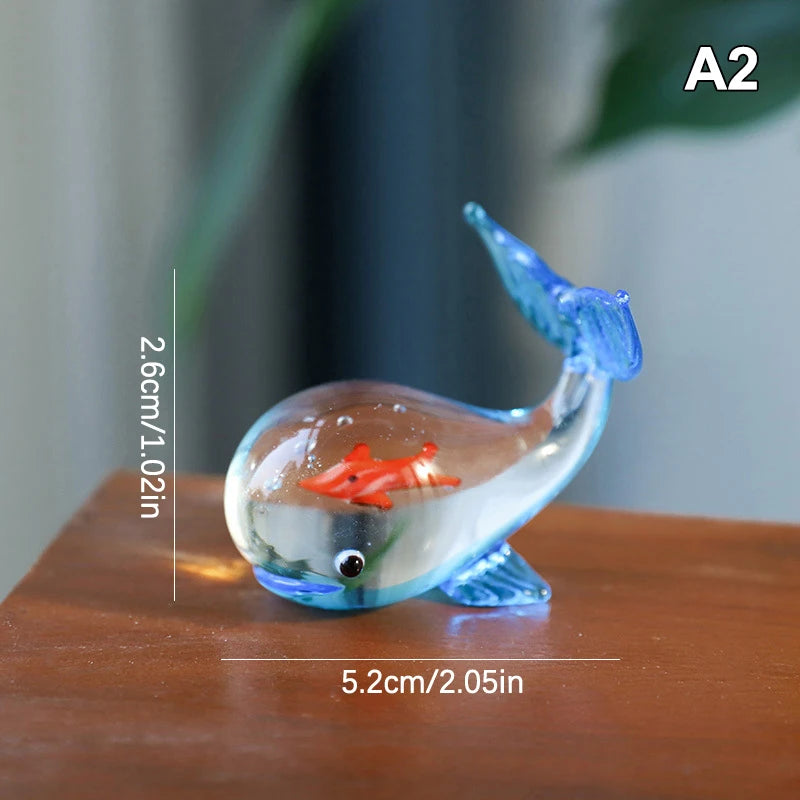 Home Office Decor Handcrafted Glass Pocket Fish Figurine Mini Qme A2