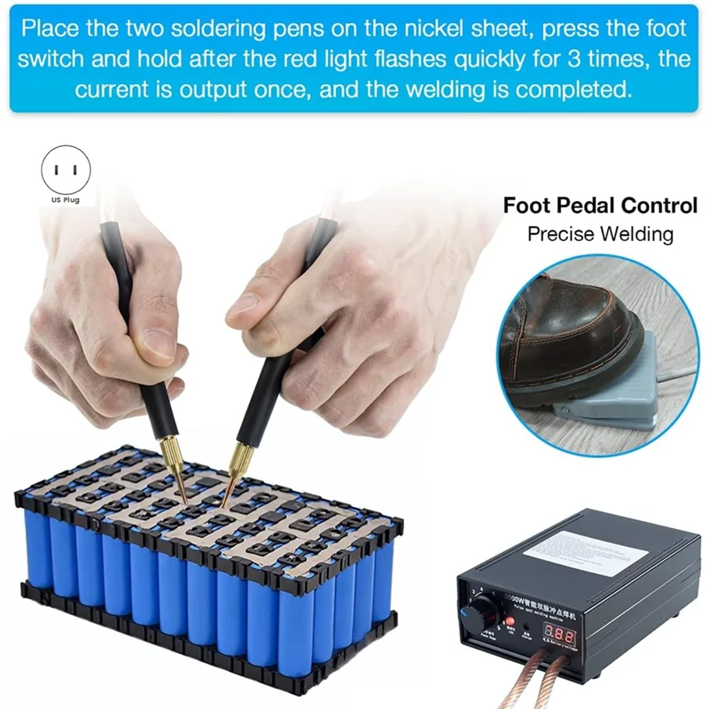 A02F-8000W Battery Spot Welder,DIY Welding Machine Kit High-Power Spot Welder With Nickel Strip For 18650 Battery Pack US Plug Qme As Shown