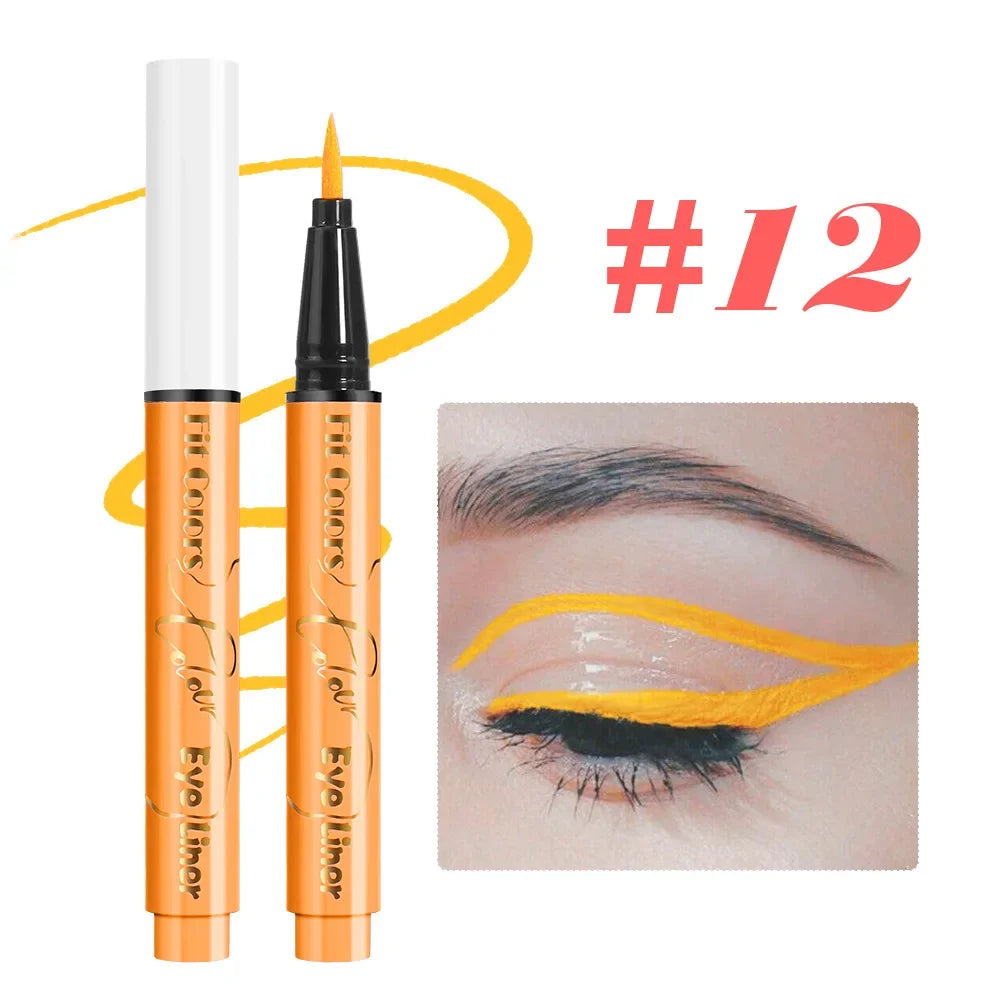 12Colors Liquid Eyeliner Neon Colored Halloween Liner Eyeliner Pen Waterproof UV Blacklight Fluorescent Face Body Paint Makeup Qme 12